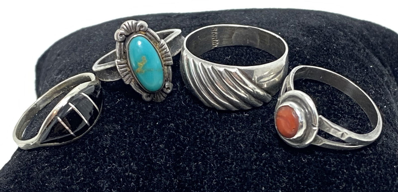 LOT OF 4 NATIVE AMERICAN STERLING TURQUOISE RINGS (1 of 5)