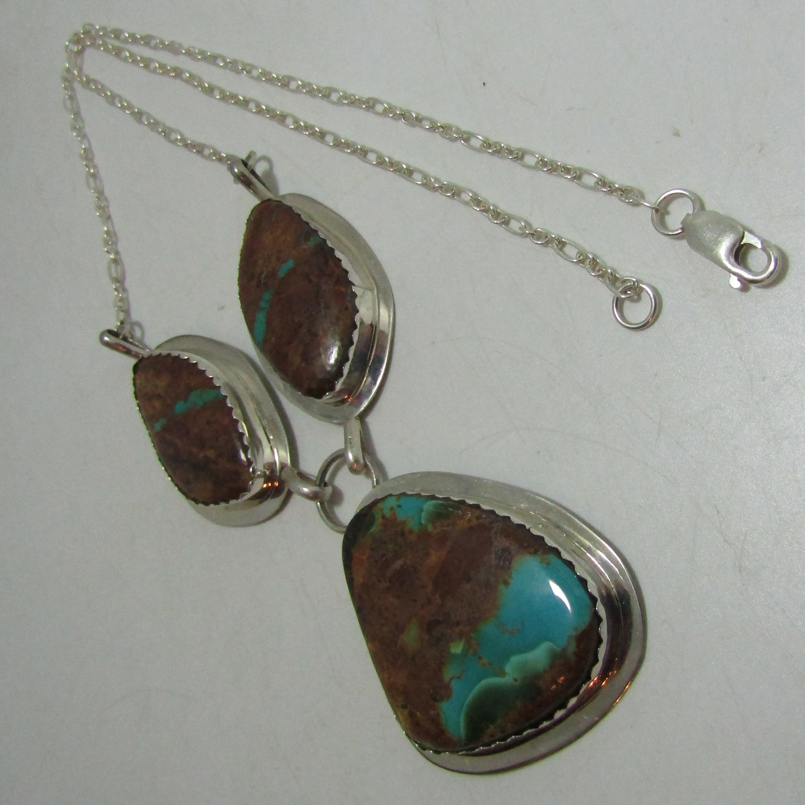 "BBT" BOULDER TURQUOISE NECKLACE STERLING SILVER (1 of 4)