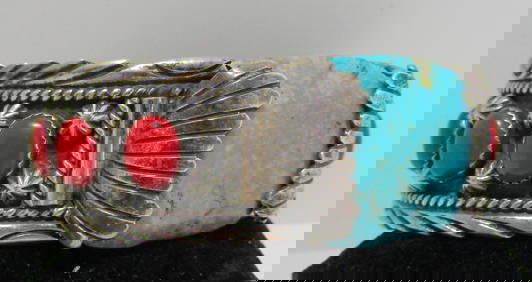 Huge Vintage Native American Navajo Emery Yazzie Shell Sterling Silver Bracelet Huge Vintage Native American Navajo Emery Yazzie Shell Sterling Silver Bracelet