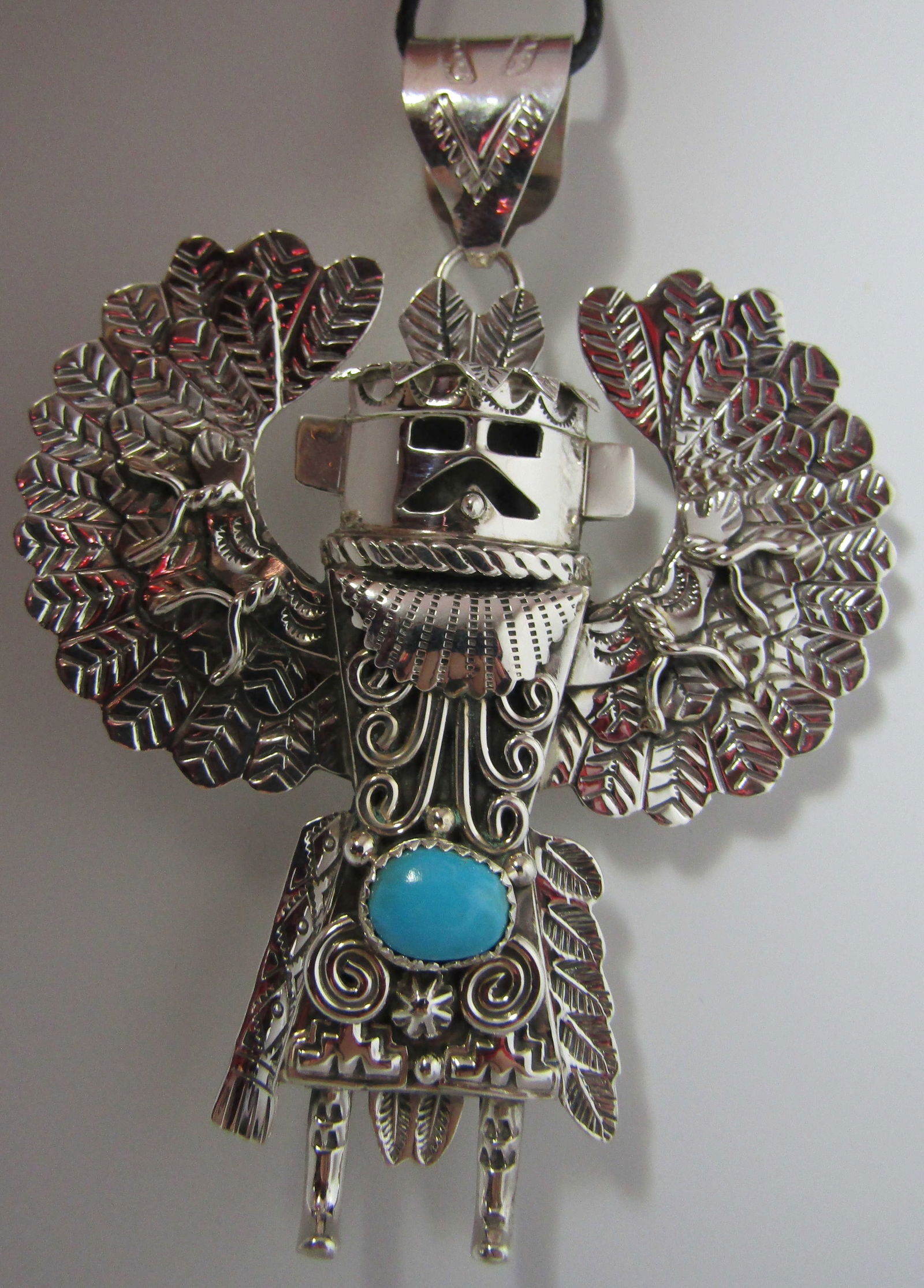 TURQUOISE KACHINA NECKLACE PENDANT STERLING SILVER (1 of 3)