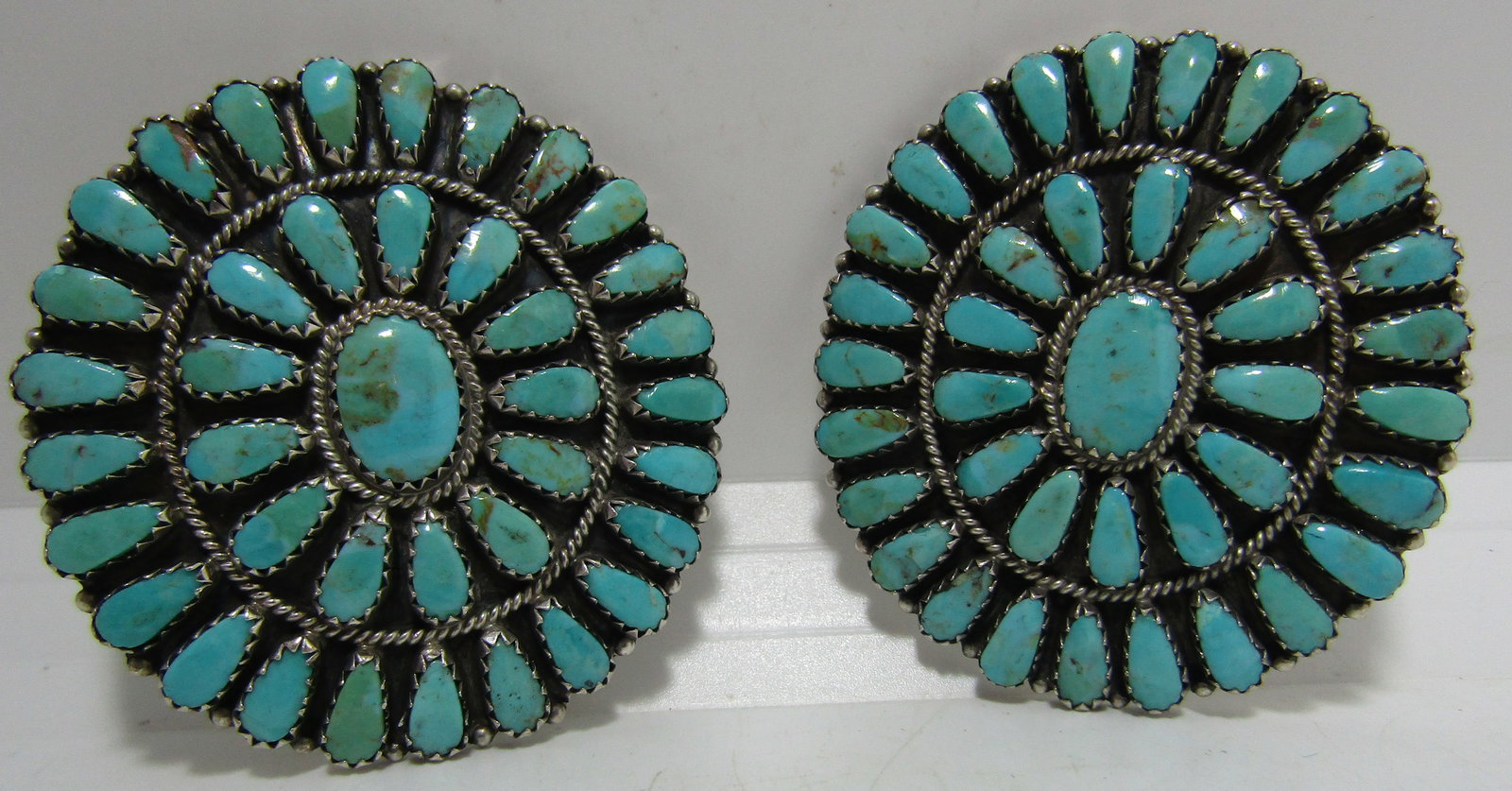 2""LMB" TURQUOISE CLUSTER EARRINGS STERLING SILVER (1 of 4)