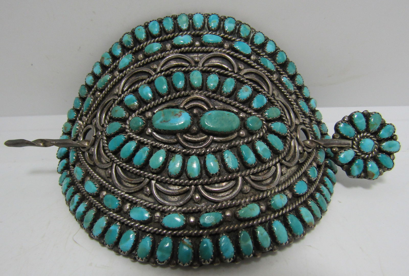 WOW!! BEGAY TURQUOISE HAIR BARETTE STERLING SILVER (1 of 4)