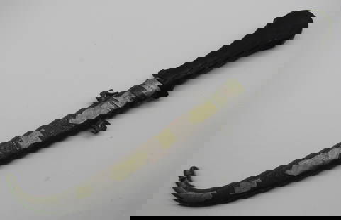 MIDDLE EASTERN ARAB DAGGER: 14 INCH LONG DAGGER WITH 8 INCH BLADE. HAS COPPER WITH SILVER PLAQUES. ROUGH CONDITION. US SHIPPING $5 NO INTERNATIONAL