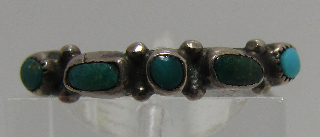 PETIT POINT TURQUOISE BAND RING STERLING SILVER (1 of 6)