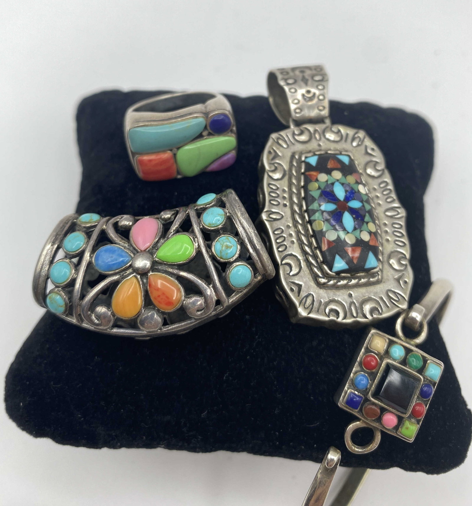 ALL STERLING RAINBOW MULTICOLOR JEWELRY 53 GRAMS (1 of 4)