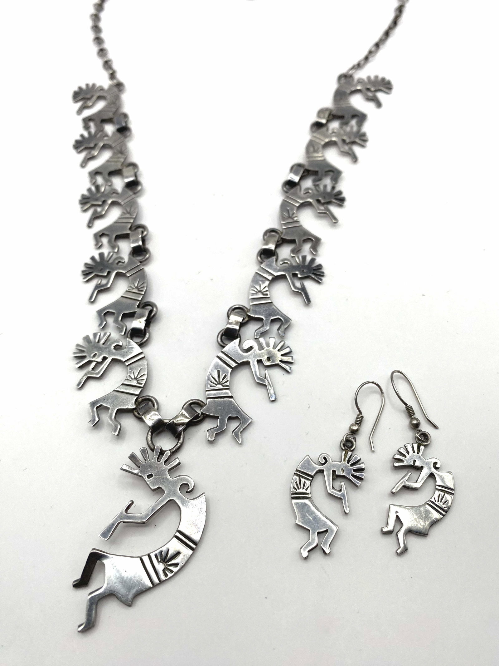 STERLING KOKOPELLI KACHINA NECKLACE EARRINGS SET (1 of 4)