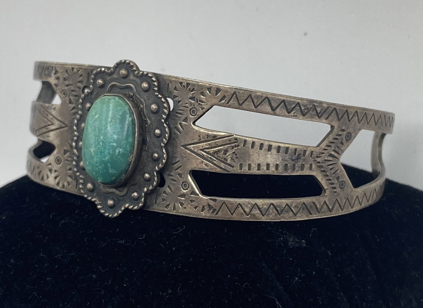 FRED HARVEY STERLING TURQUOISE BRACELET UNIQUE (1 of 5)
