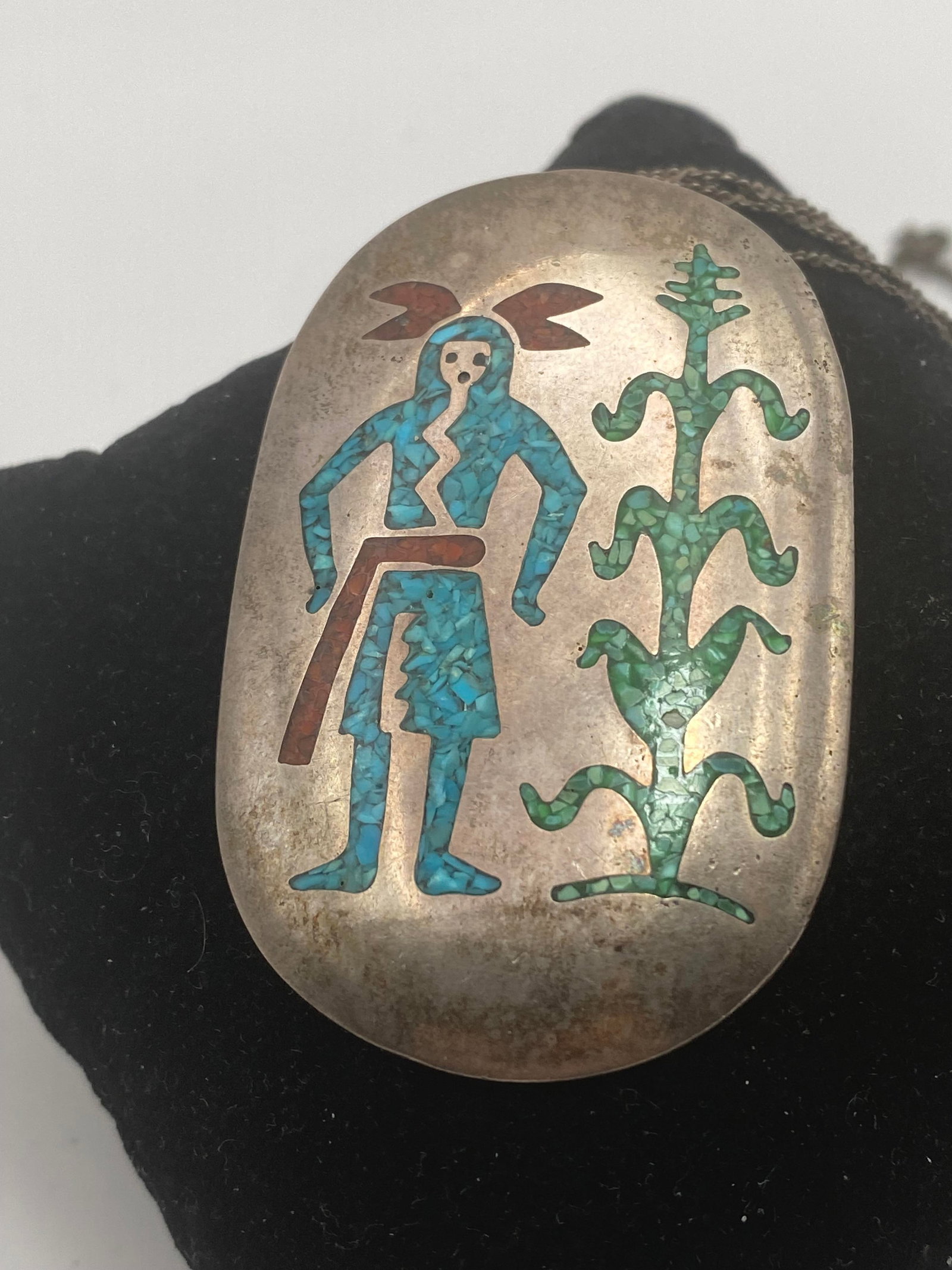 STERLING NAVAJO TURQUOISE CHIP CORN NECKLACE (1 of 6)