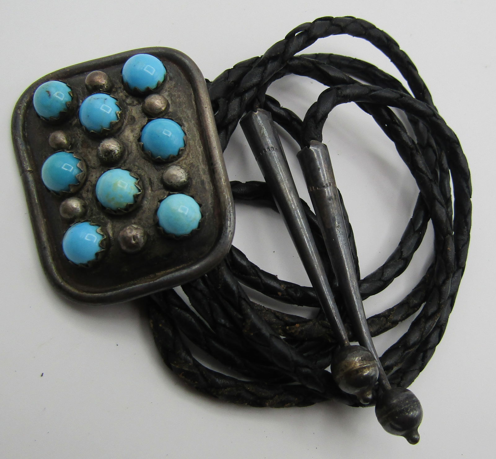 SLEEPING BEAUTY TURQUOISE BOLO TIE NECKLACE SILVER (1 of 8)