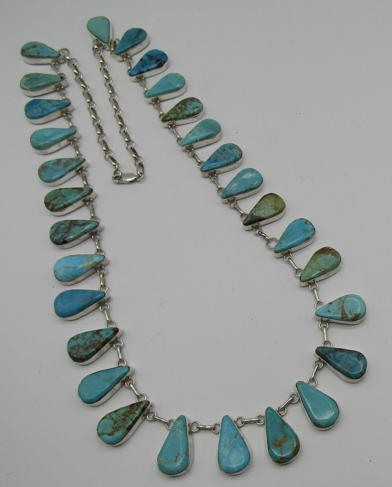 ELLA COWBOY 26" TURQUOISE NECKLACE STERLING SILVER (1 of 6)