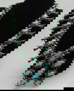 TSOSIE TURQUOISE SQUASH BLOSSOM NECKLACE STERLING