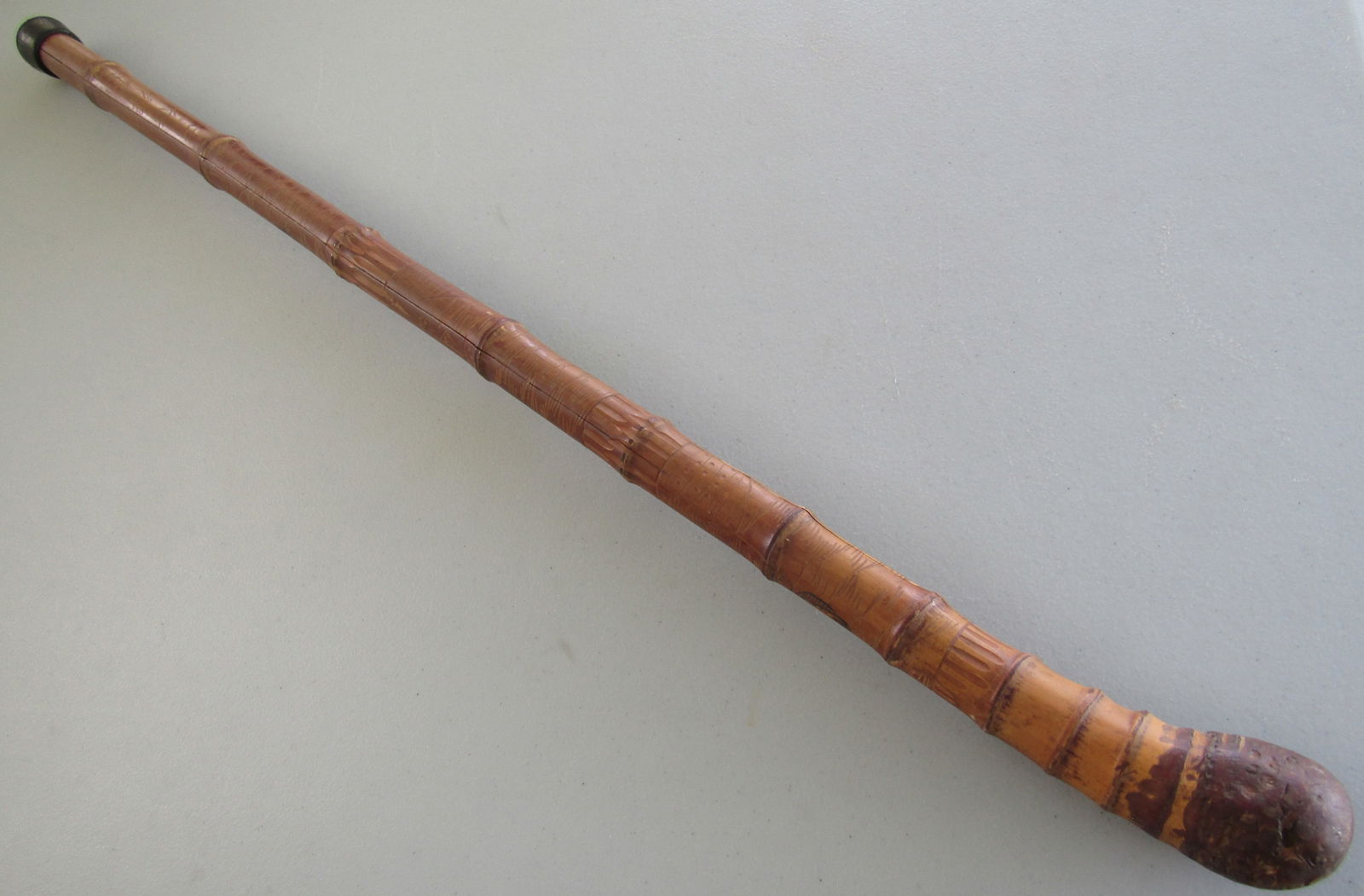FISHING ROD CANE CARVED BAMBOO WALKING STICK (1 of 7)