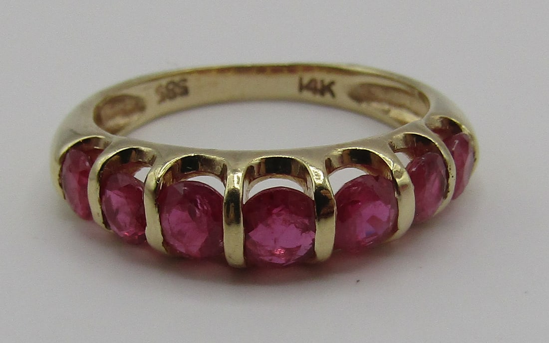 1CT 7 RUBY BAND RING 14K GOLD SIZE 6 (1 of 5)