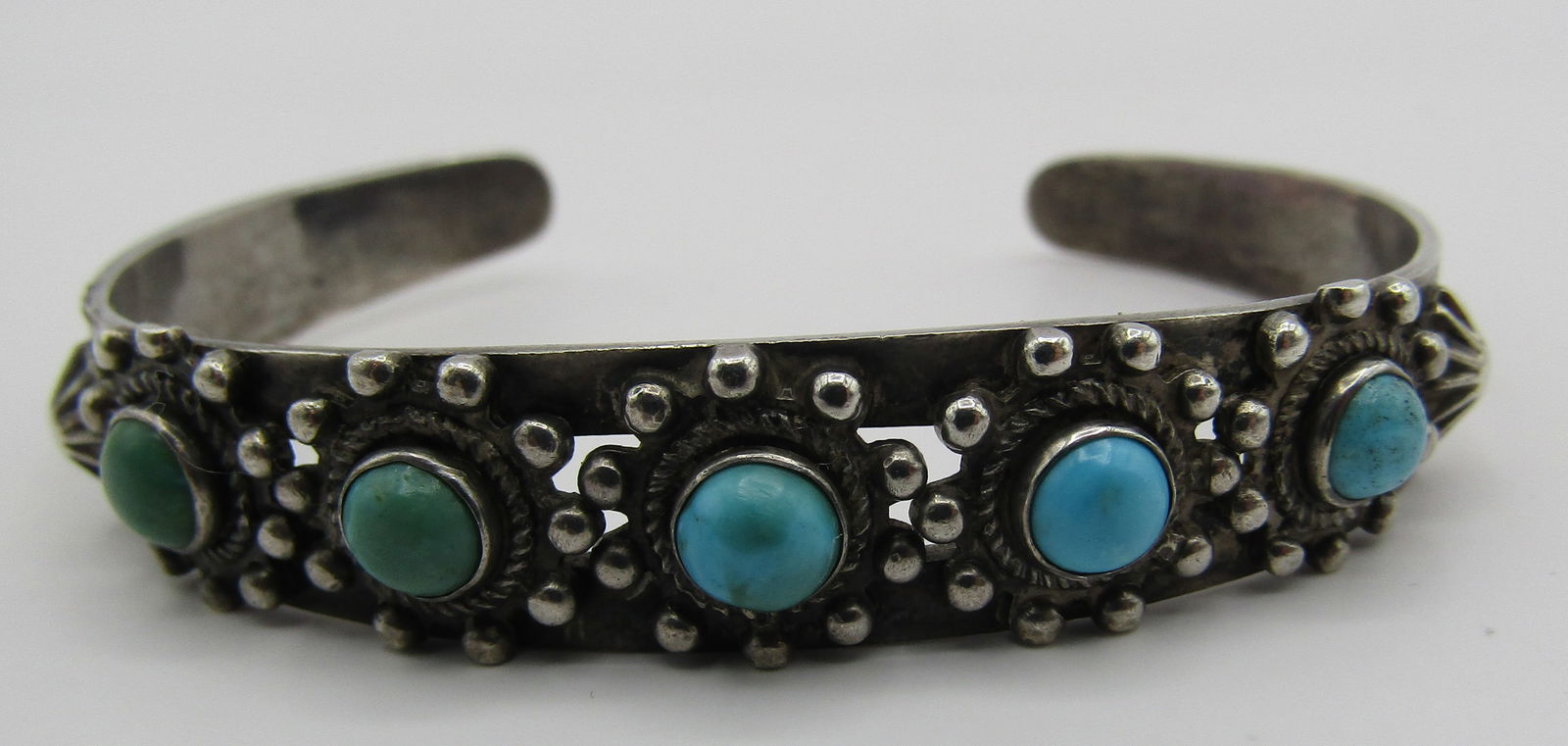 FRED HARVEY ERA TURQUOISE CUFF BRACELET STERLING (1 of 6)