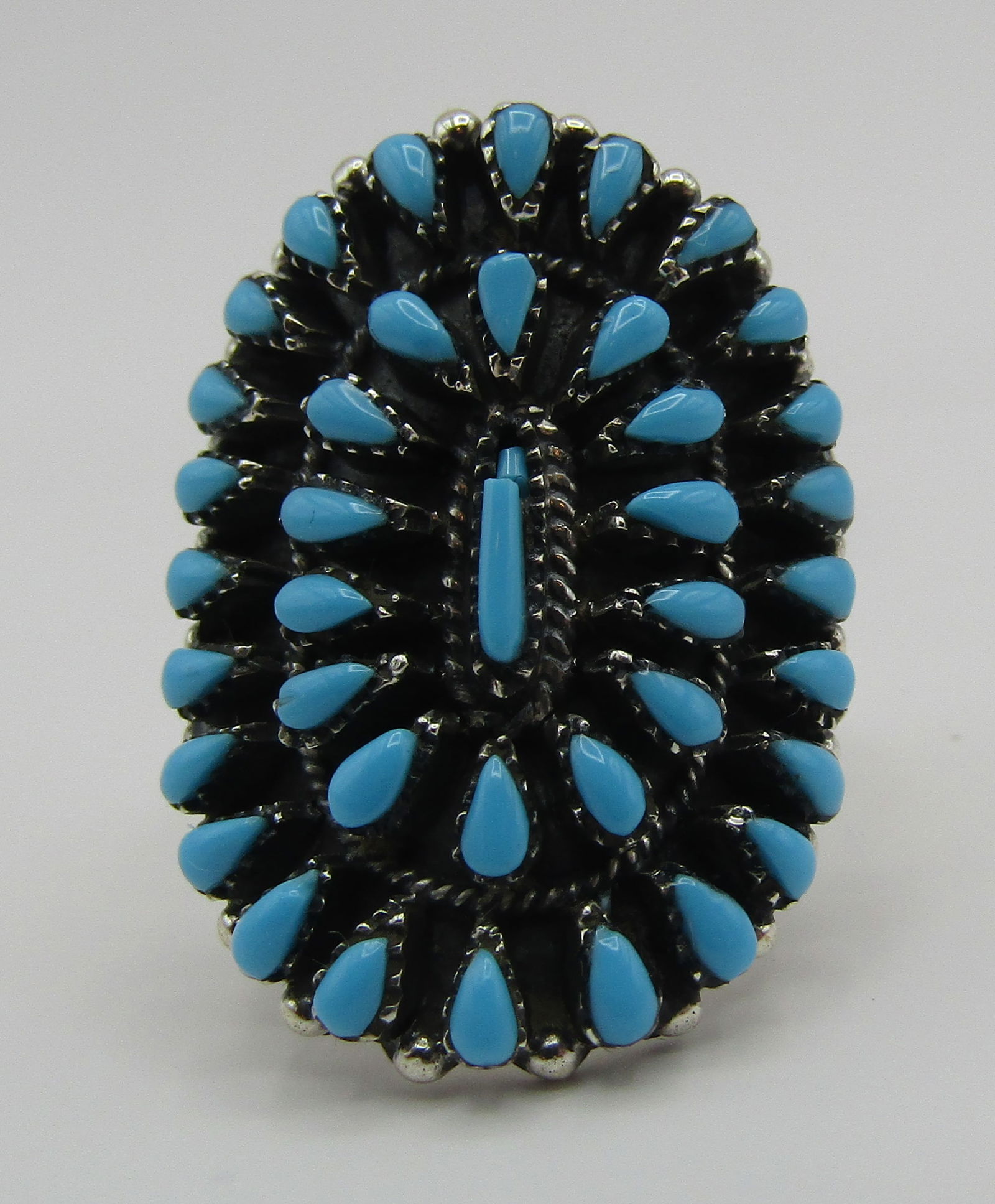TURQUOISE CLUSTER RING STERLING SILVER SIZE 11 (1 of 4)