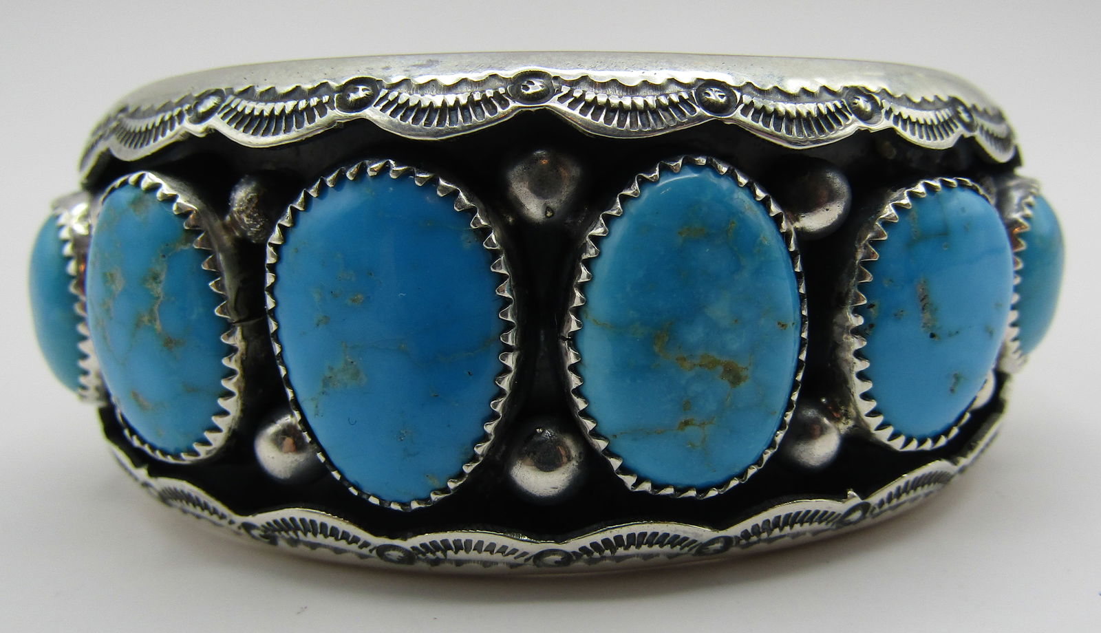 "WM" TURQUOISE CUFF BRACELET STERLING SILVER (1 of 7)