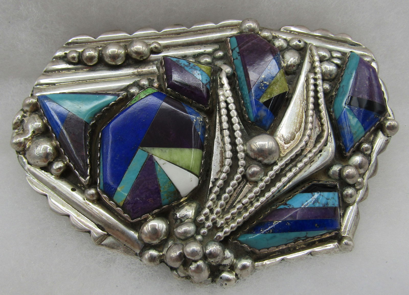 135G"FIERRO" BELT BUCKLE STERLING SILVER TURQUOISE (1 of 5)