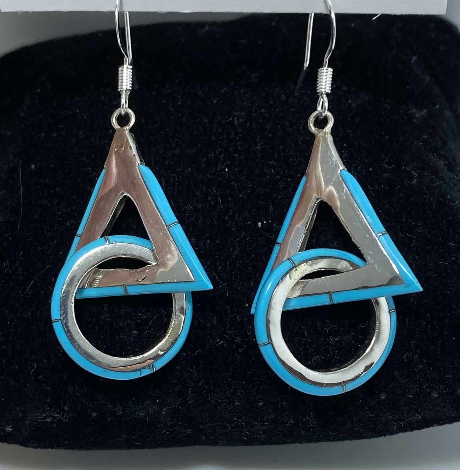 STERLING TURQUOISE GEOMETRIC EARRINGS (1 of 5)