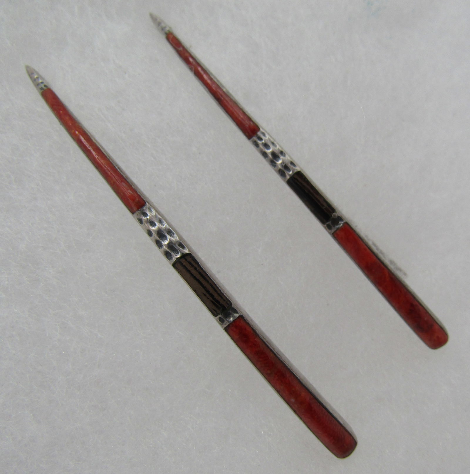 SILPADA 2.5" CORAL INLAY EARRINGS STERLING SILVER (1 of 4)