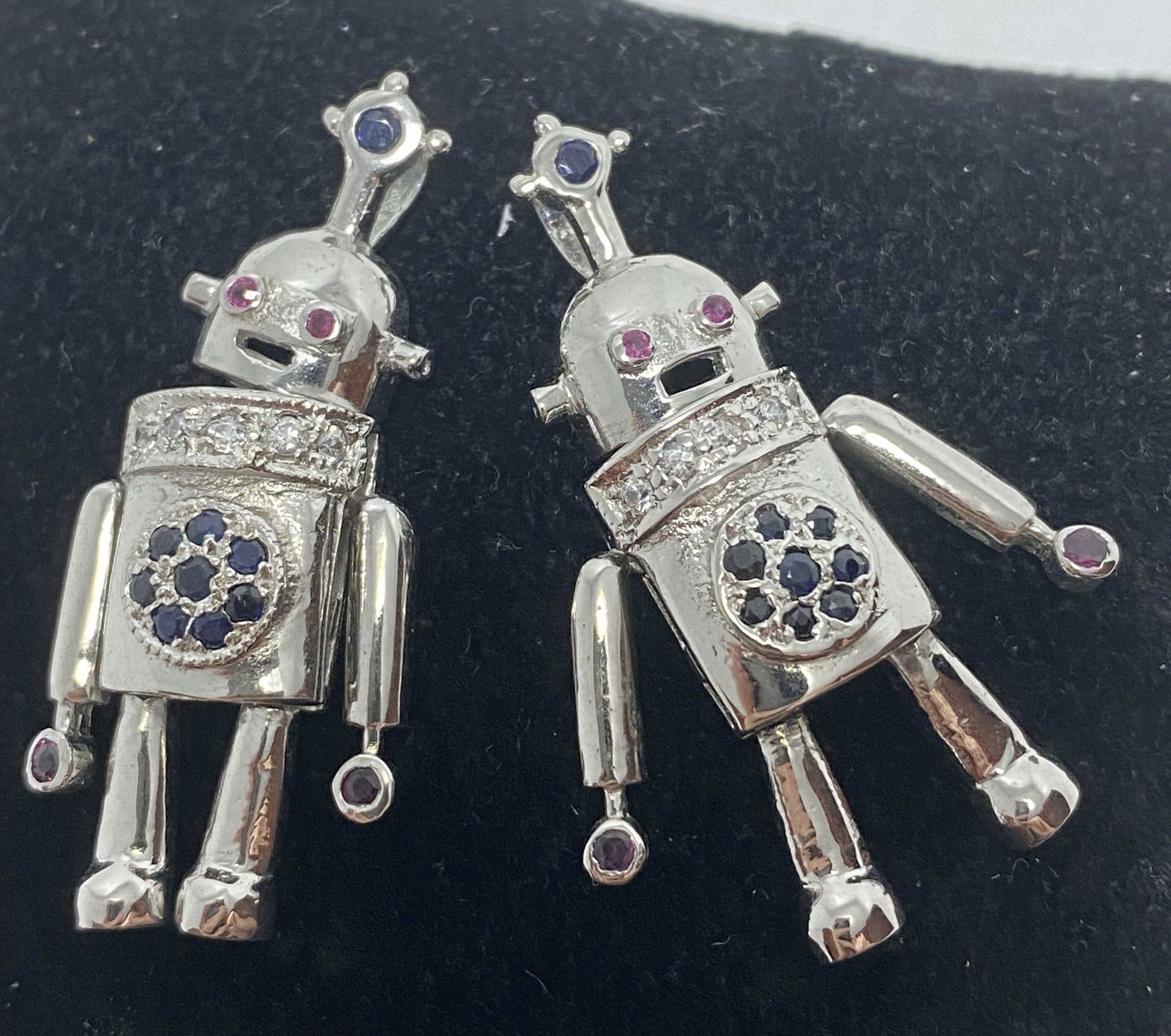 2 STERLING 3D MOVABLE ROBOT CHARM PENDANTS (1 of 3)
