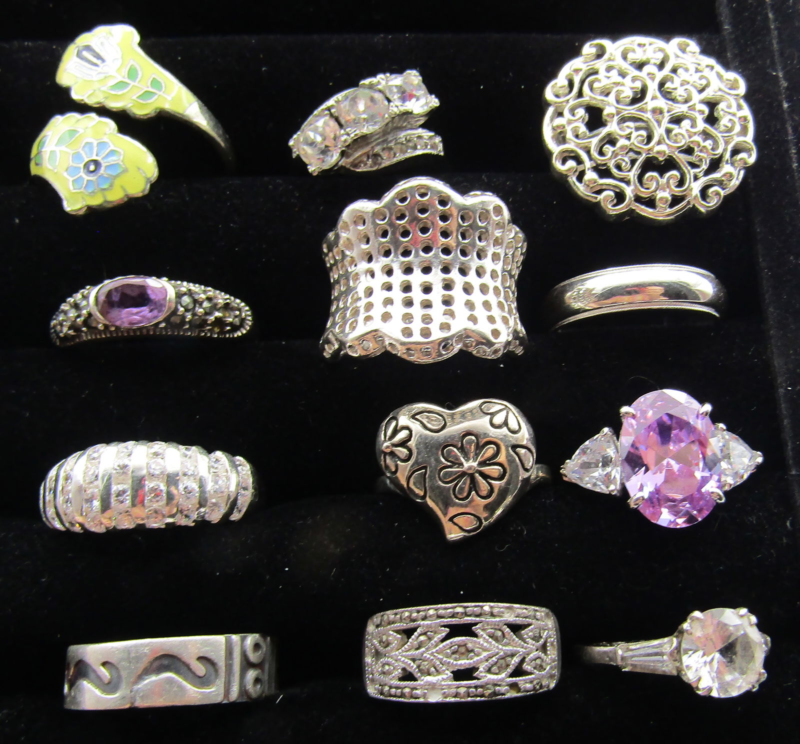 12 RING LOT: ALL STERLING SILVER, ALL SIZE 8 (1 of 4)