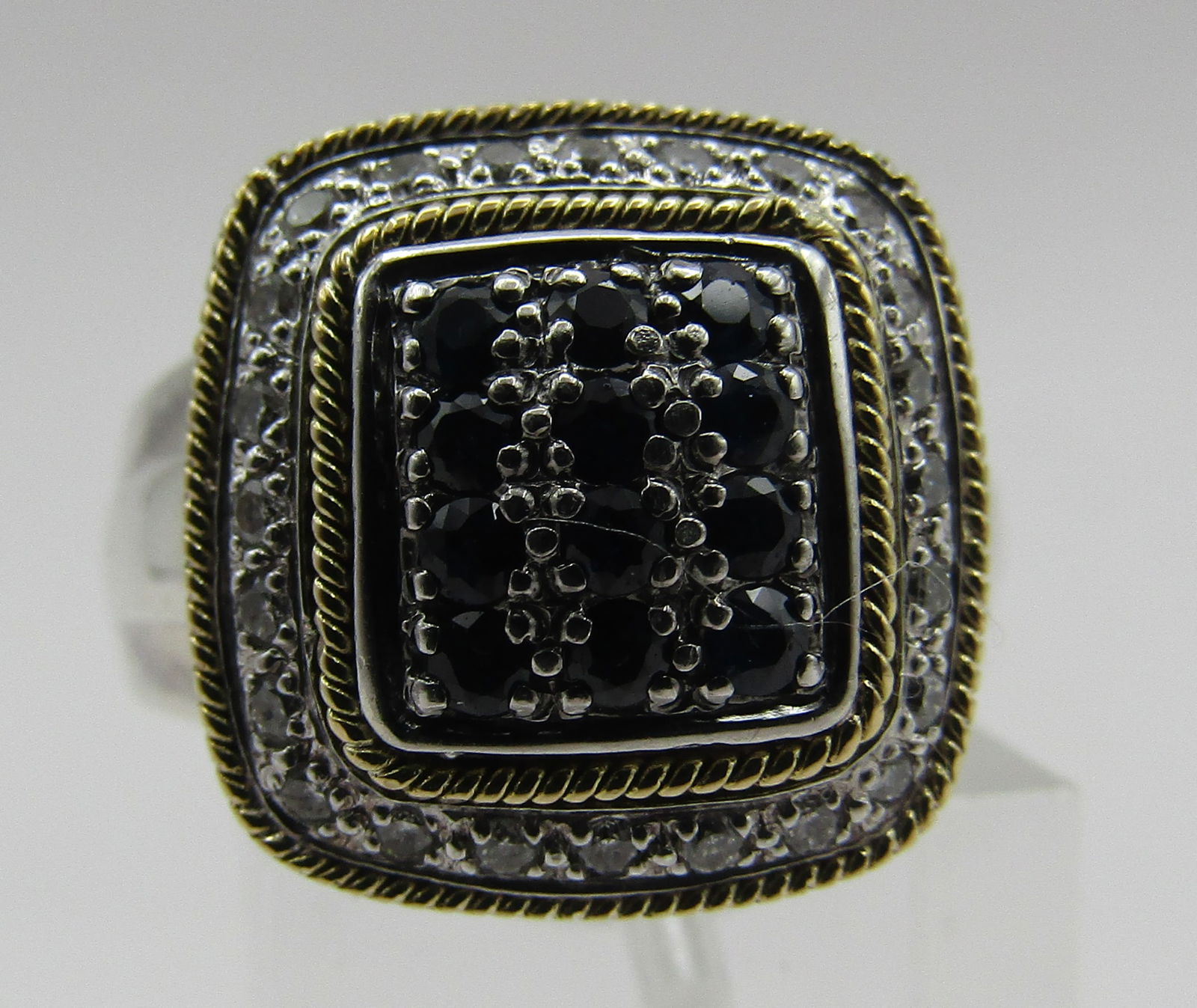 EFFY .50CT DIAMOND SAPPHIRE RING 18K GOLD STERLING (1 of 5)