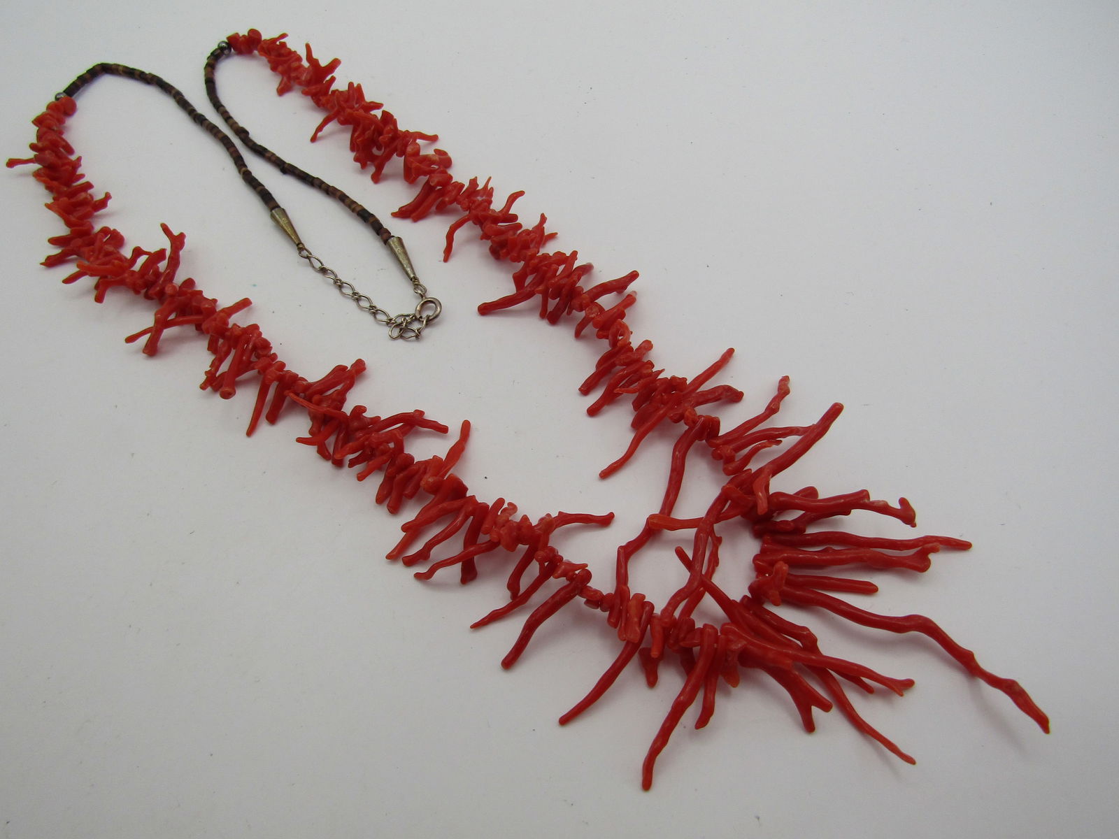 BRANCH CORAL NECKLACE HEISHI BEAD STERLING SILVER (1 of 4)