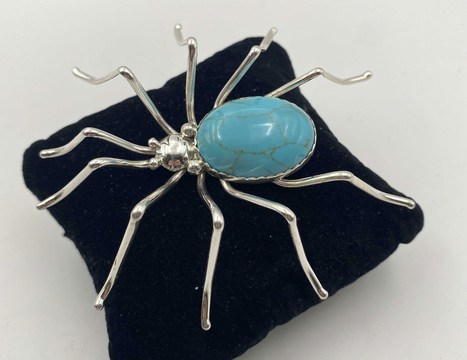 3"x3" NAVAJO STERLING TURQUOISE BUG SPIDER PIN (1 of 4)