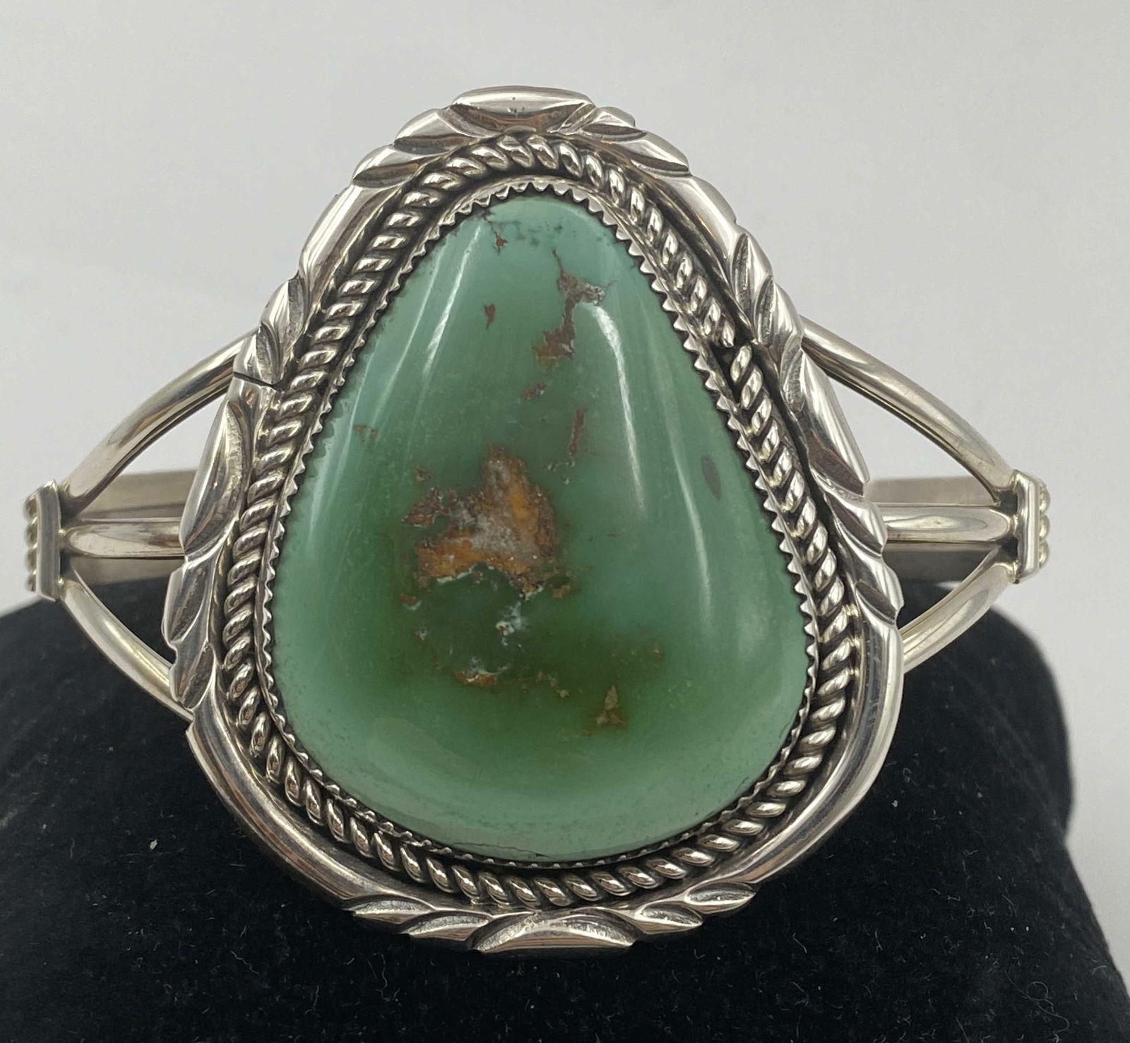 2" ROYSTON TURQUOISE STERLING NAVAJO BRACELET "DM" (1 of 5)