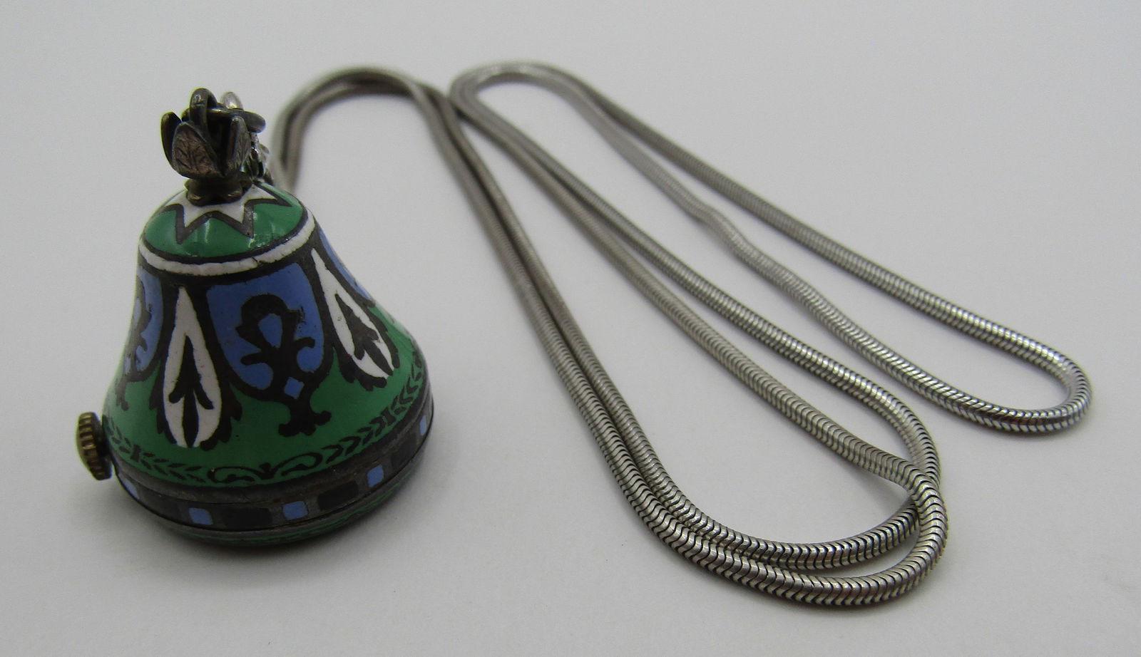 BALL LAVALIER WATCH ENAMEL STERLING SILVER NECKLAC (1 of 3)