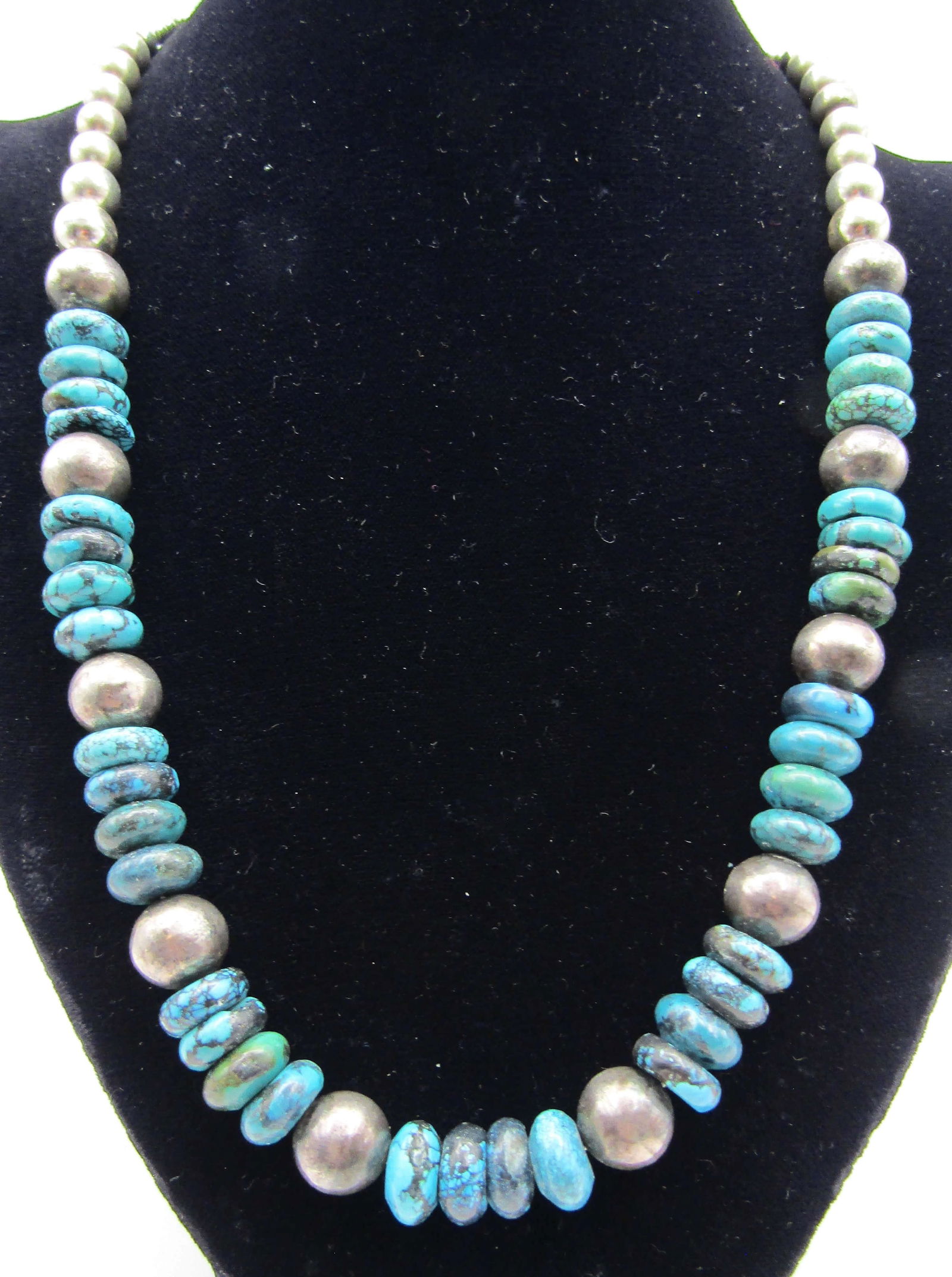 23" STERLING SILVER 10MM TURQUOISE BEAD NECKLACE (1 of 3)