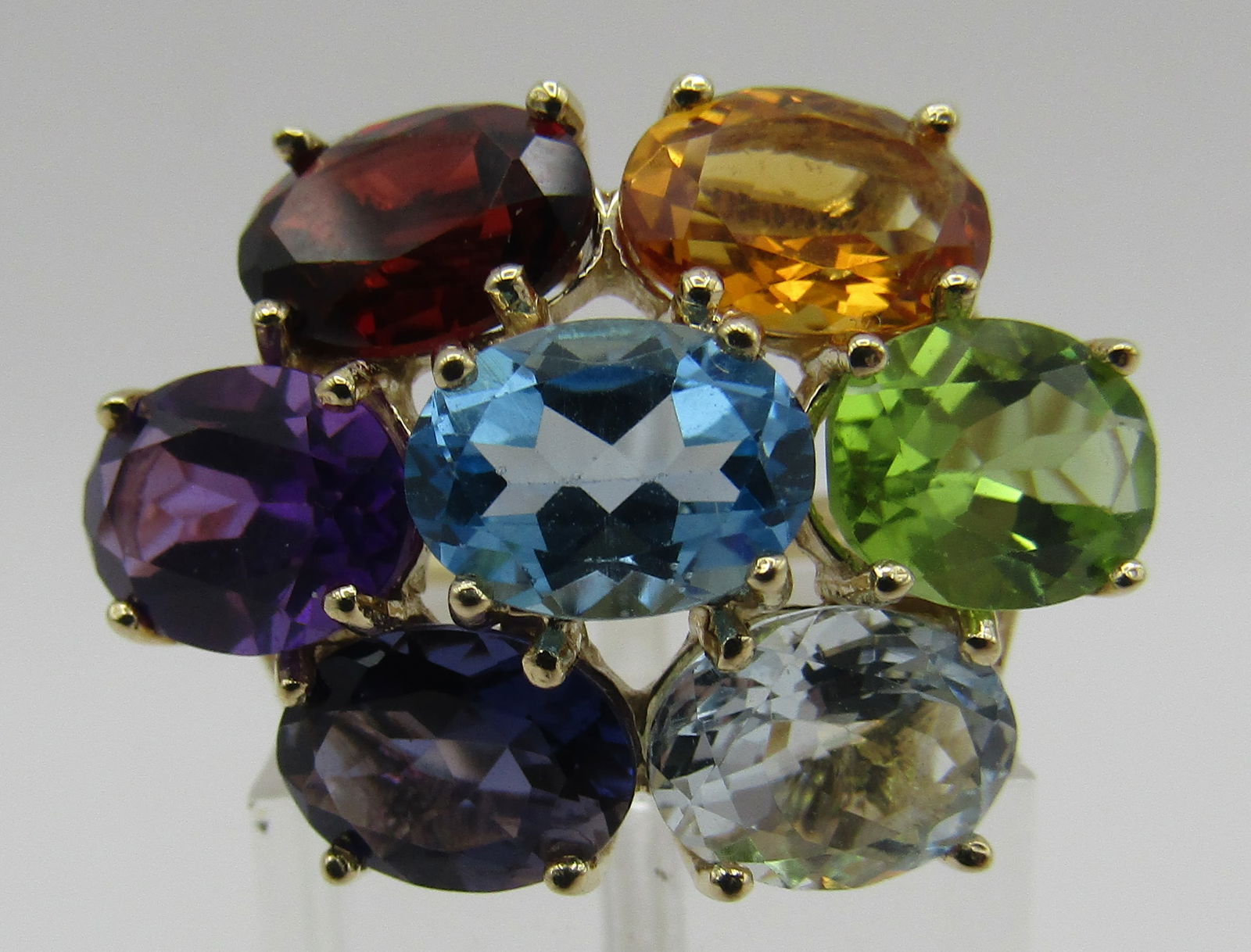 14K GOLD GENUINE MULTI GEMSTONE CLUSTER RING (1 of 7)