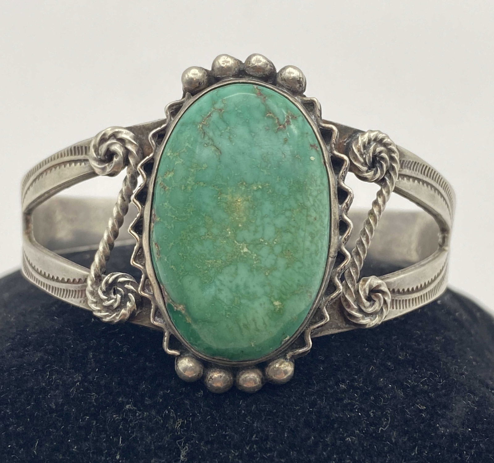 FRED HARVEY STERLING TURQUOISE BRACELET (1 of 4)