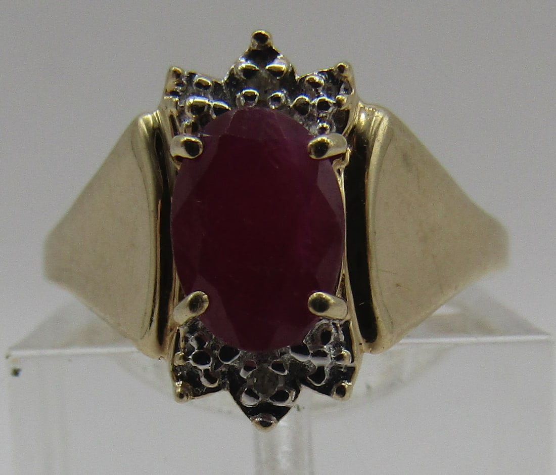 14K GOLD .65CT RUBY DIAMOND RING SIZE 6 (1 of 5)