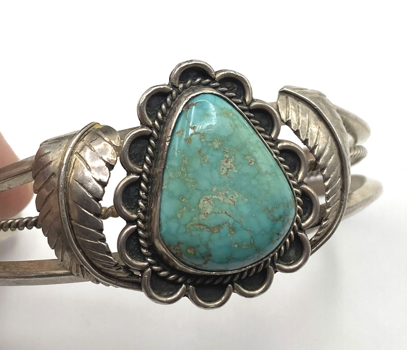 STERLING NAVAJO WATERWEB TURQUOISE BRACELET (1 of 4)