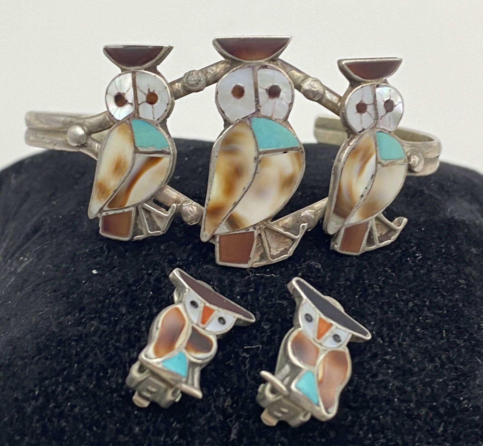 CARLENE LEEKITY STERLING BRACELET EARRINGS OWL SET (1 of 5)