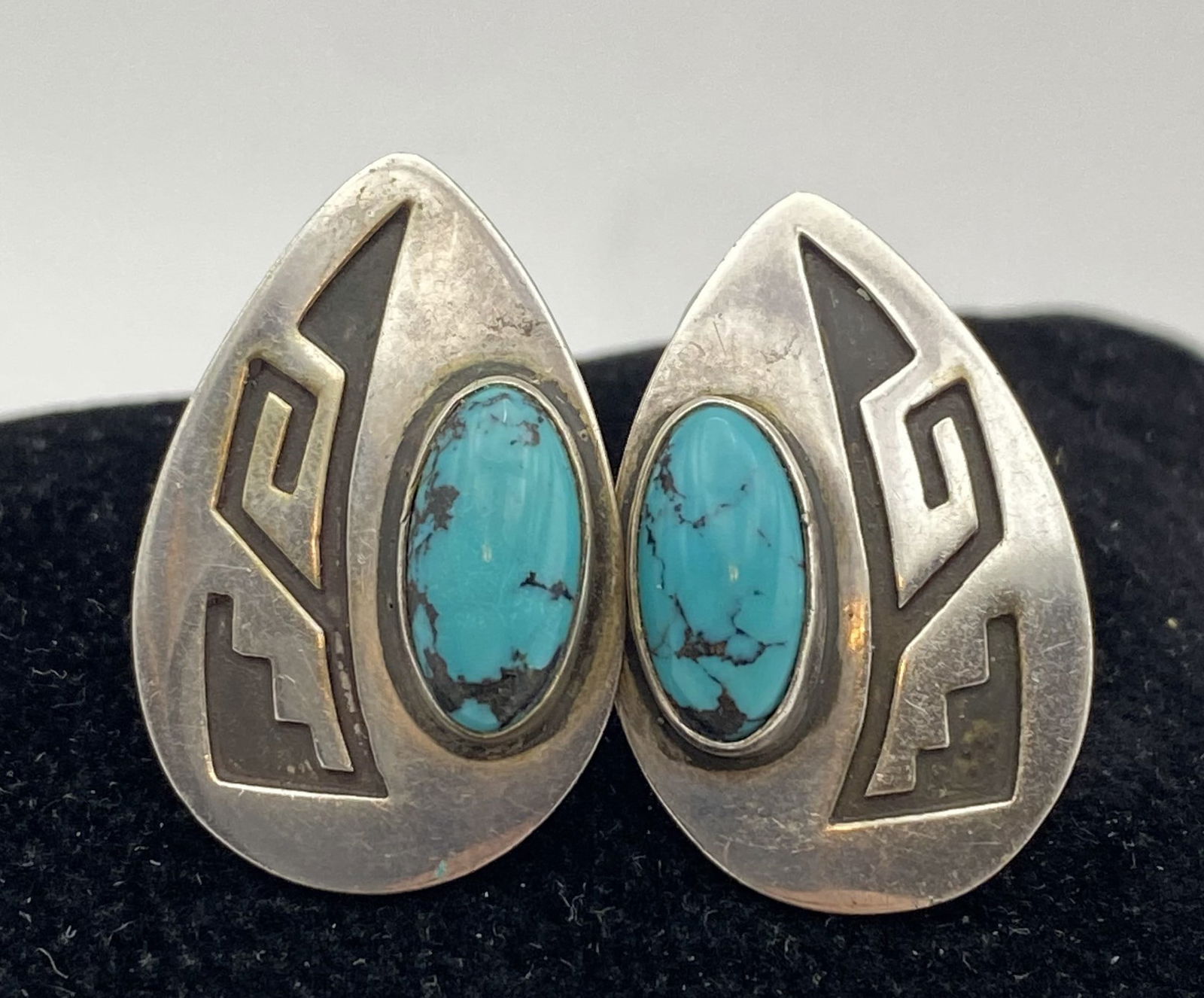 EMT" NAVAJO STERLING TURQUOISE EARRINGS 1 (1 of 4)