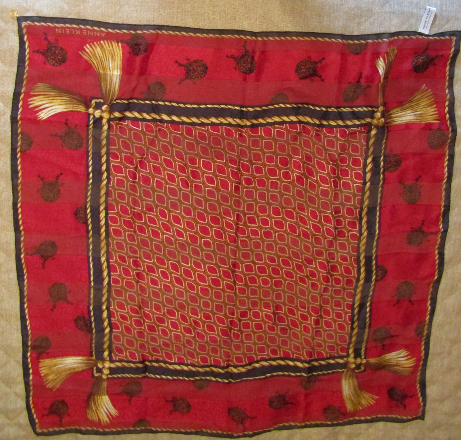 ANNE KLEIN SILK TOUT SOIE SCARF VINTAGE ESTATE (1 of 3)