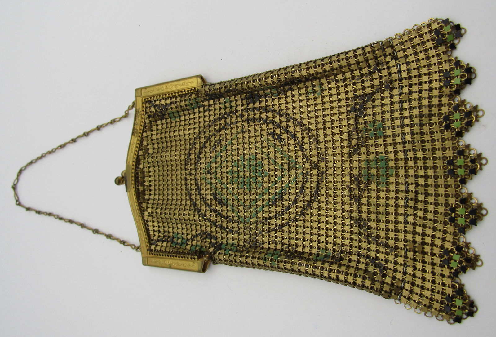 WHITING & DAVIS GOLD ENAMEL MESH EVENING BAG PURSE (1 of 3)
