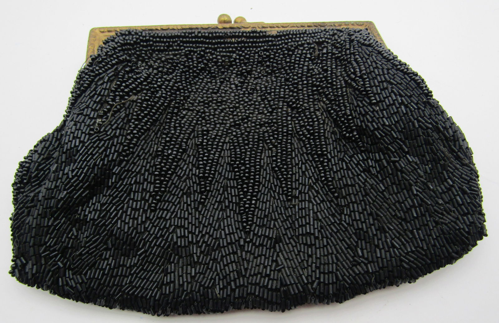 MADE IN FRANCE BLACK BEADED EVENING CLUTCH BAG (1 of 3)
