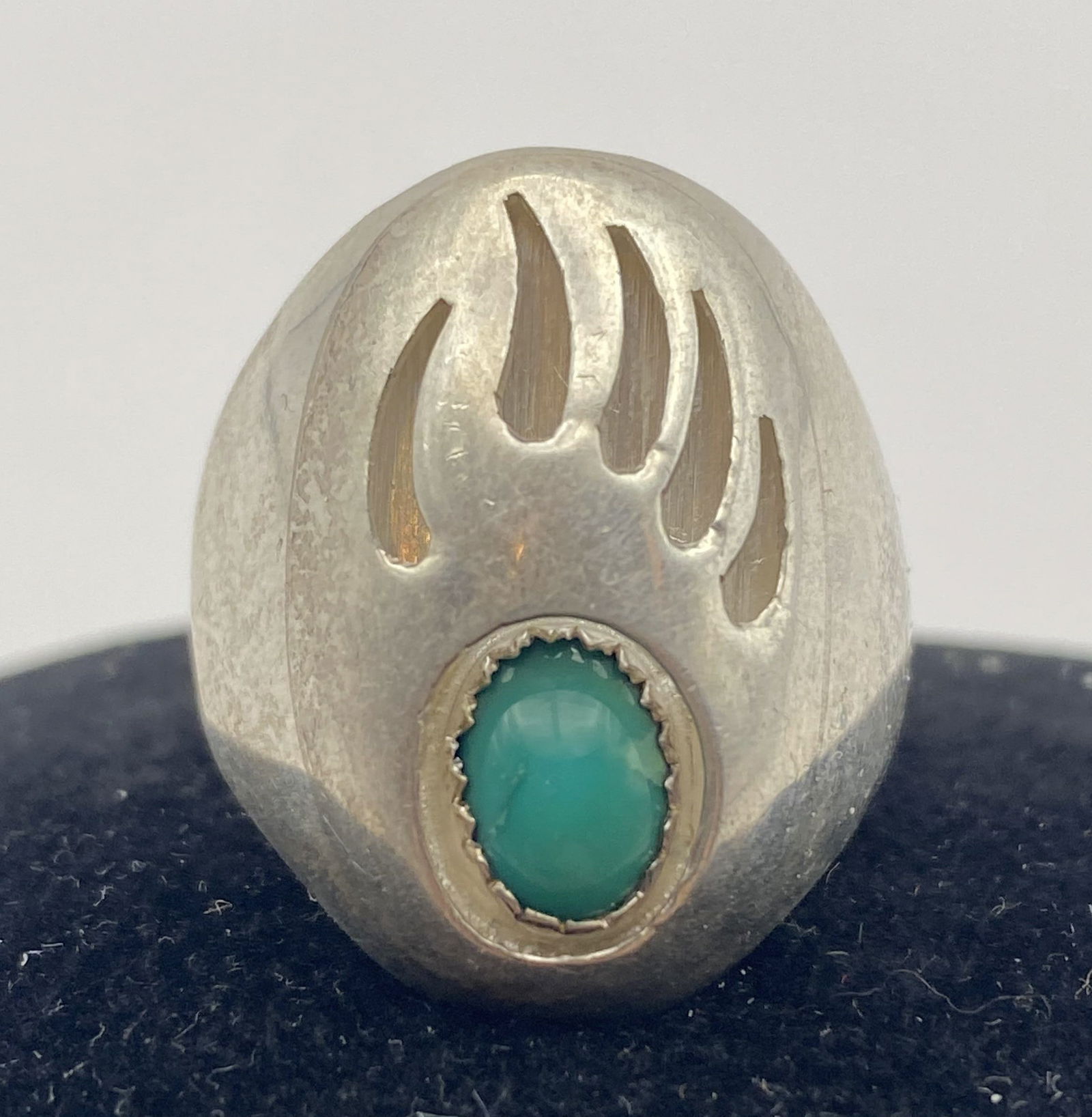 STERLING TURQUOISE BEARPAW RING NATIVE AMERICAN (1 of 4)