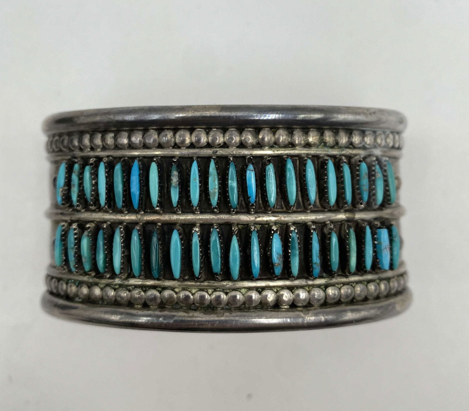 ZUNI STERLING PETIT POINT TURQUOISE BRACELET (1 of 6)