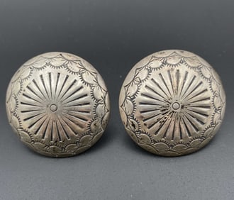 JT LARGE 1.5" NAVAJO STERLING CONCHO EARRINGS