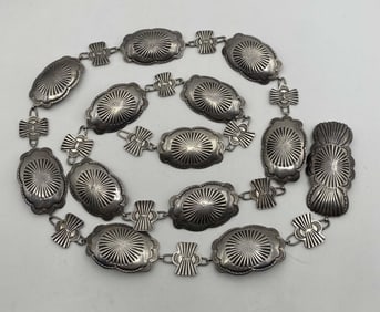35" VINTAGE STERLING NAVAJO CONCHO BELT