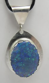 17CT BLACK FIRE OPAL NECKLACE PENDANT STERLING SIL