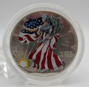1999 US EAGLE SILVER DOLLAR ENAMELED UNC COIN