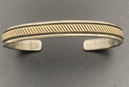 BRUCE MORGAN 14K STERLING NAVAJO CUFF BRACELET