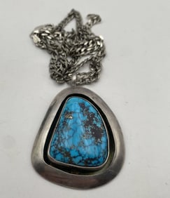 JIMMIE KING JR STERLING TURQUOISE NAVAJO NECKLACE