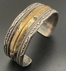 63g STERLING GF FEATHER BRACELET NATIVE AMERICAN