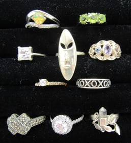 10 RING, ALL STERLING SILVER SIZE 7 COLLECTION LOT